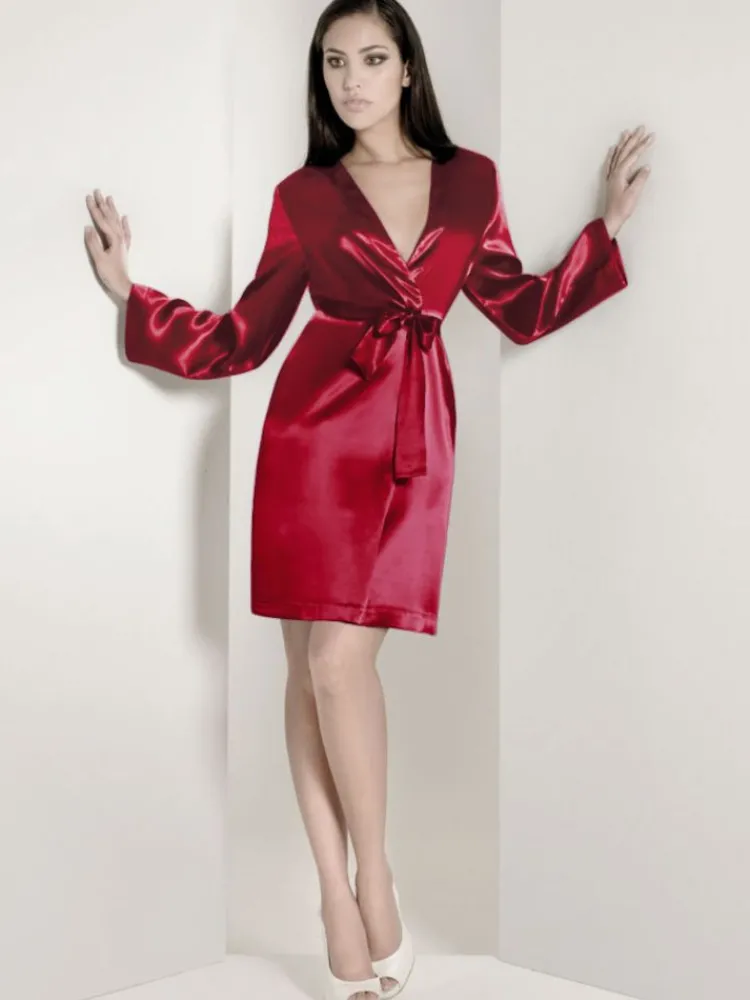 Morgenmantel Kurz|Morgenmantel Aus Satin^Luna di Seta 100% Seide Morgenmantel CLASSICO von