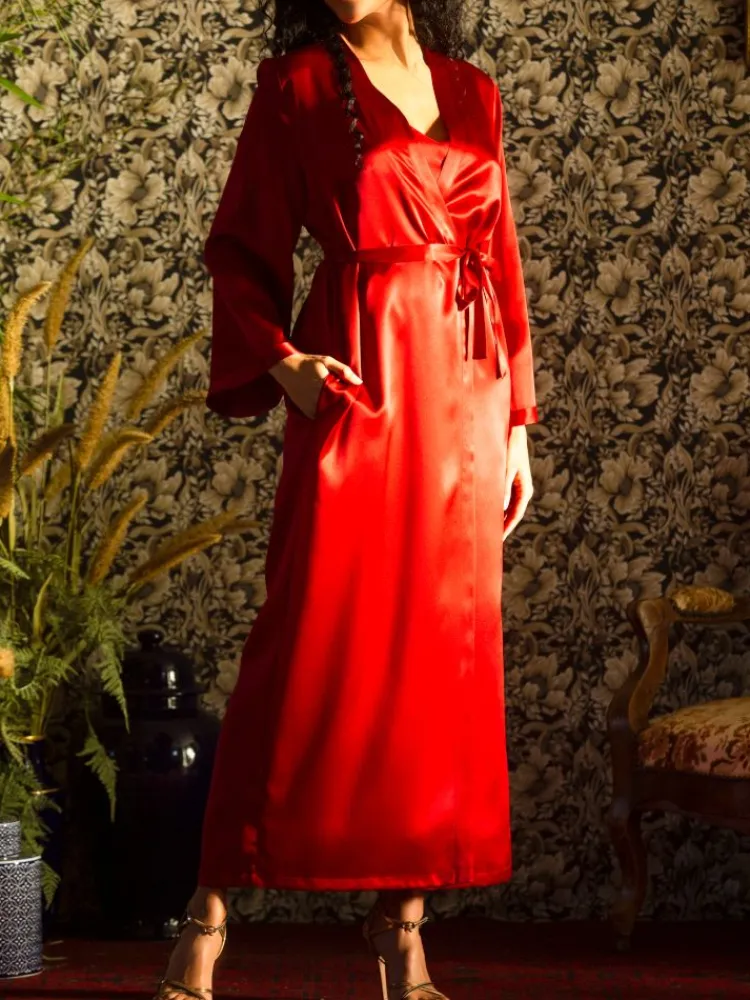 Morgenmantel Lang|Morgenmantel Aus Satin^Marjolaine 100% Seide Morgenmantel lang LAURIAN uni