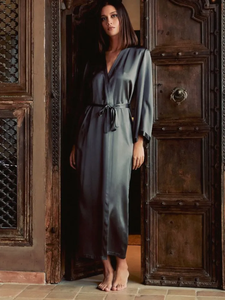 Morgenmantel Lang|Morgenmantel Aus Satin^Marjolaine 100% Seide Morgenmantel lang LAURIAN