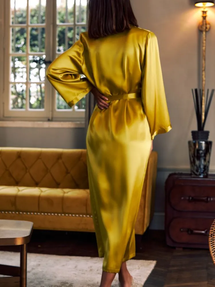 Morgenmantel Lang|Morgenmantel Aus Satin^Marjolaine 100% Seide Morgenmantel lang LAURIAN