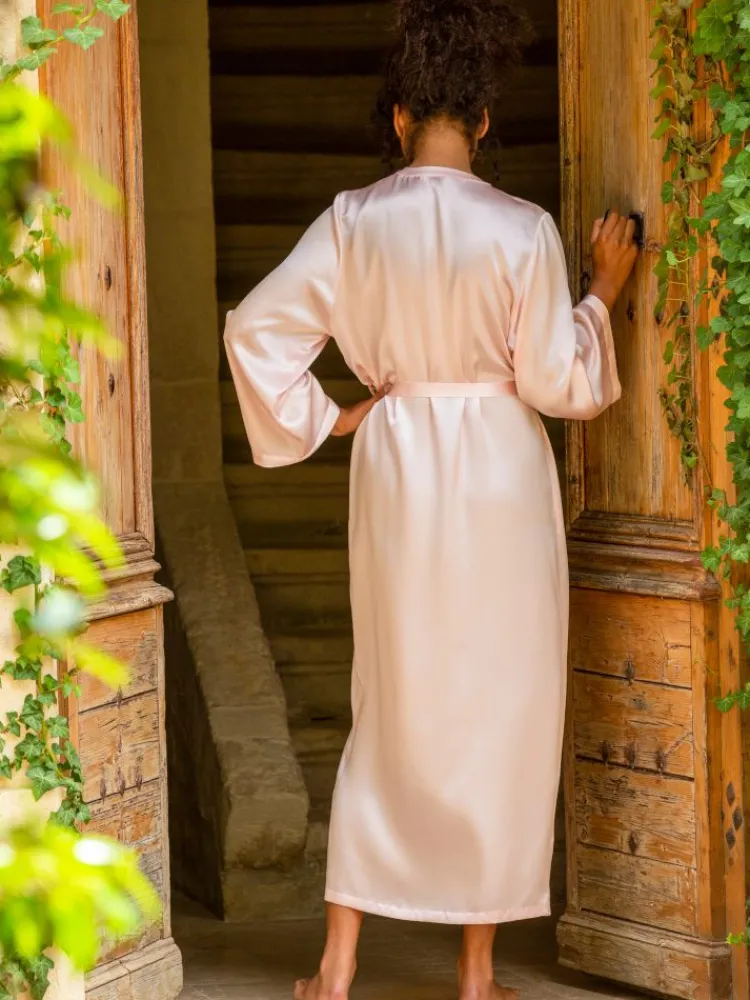 Morgenmantel Lang|Morgenmantel Aus Satin^Marjolaine 100% Seide Morgenmantel lang LAURIAN uni von