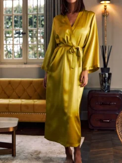 Morgenmantel Lang|Morgenmantel Aus Satin^Marjolaine 100% Seide Morgenmantel lang LAURIAN uni von