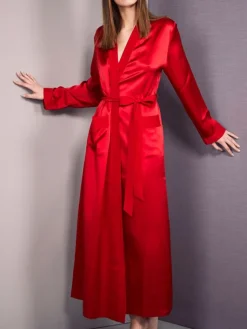 Morgenmantel Lang|Morgenmantel Aus Satin^Eva B. Bitzer 100% Seide Morgenmantel lang KLASSIK SATIN von