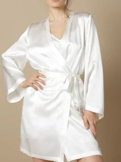 Morgenmantel Kurz|Morgenmantel Aus Satin^Marjolaine 100% Seide Morgenmantel SOIE LASER kurz von