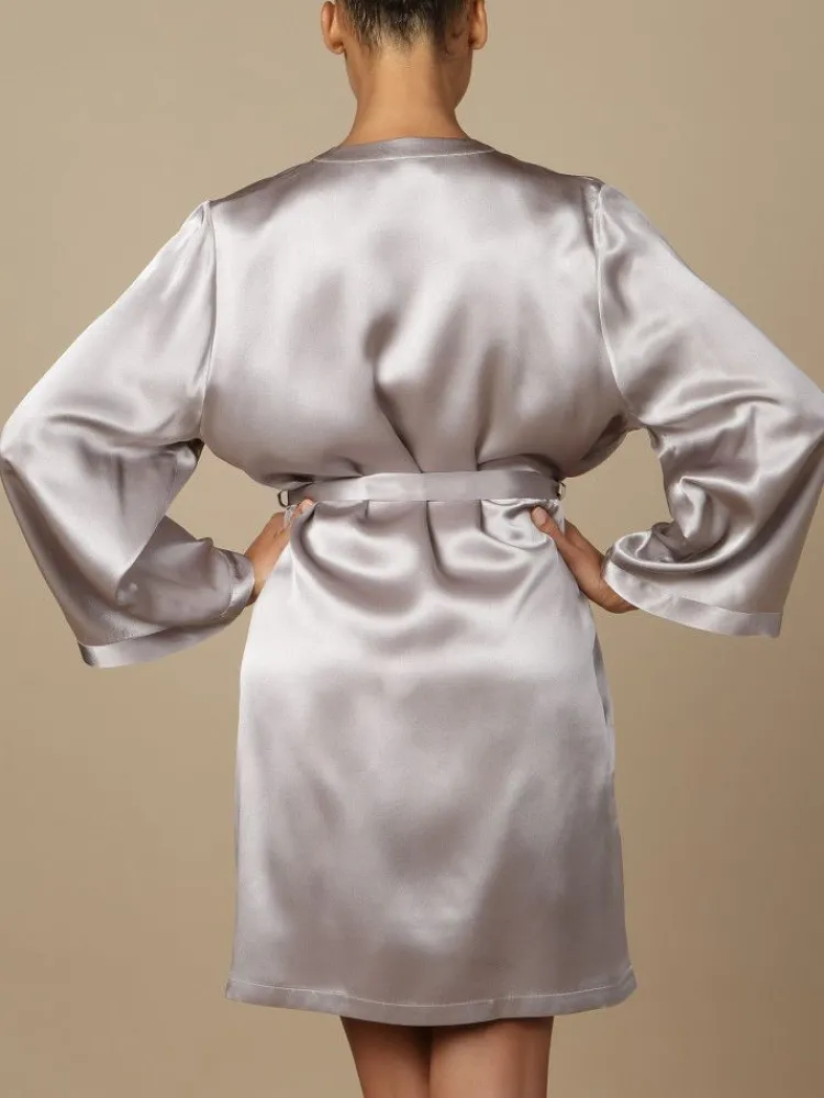 Morgenmantel Kurz|Morgenmantel Aus Satin^Marjolaine 100% Seide Morgenmantel SOIE LASER uni von