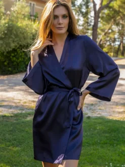 Morgenmantel Kurz|Morgenmantel Aus Satin^Marjolaine 100% Seide Morgenmantel SOIE LASER uni von