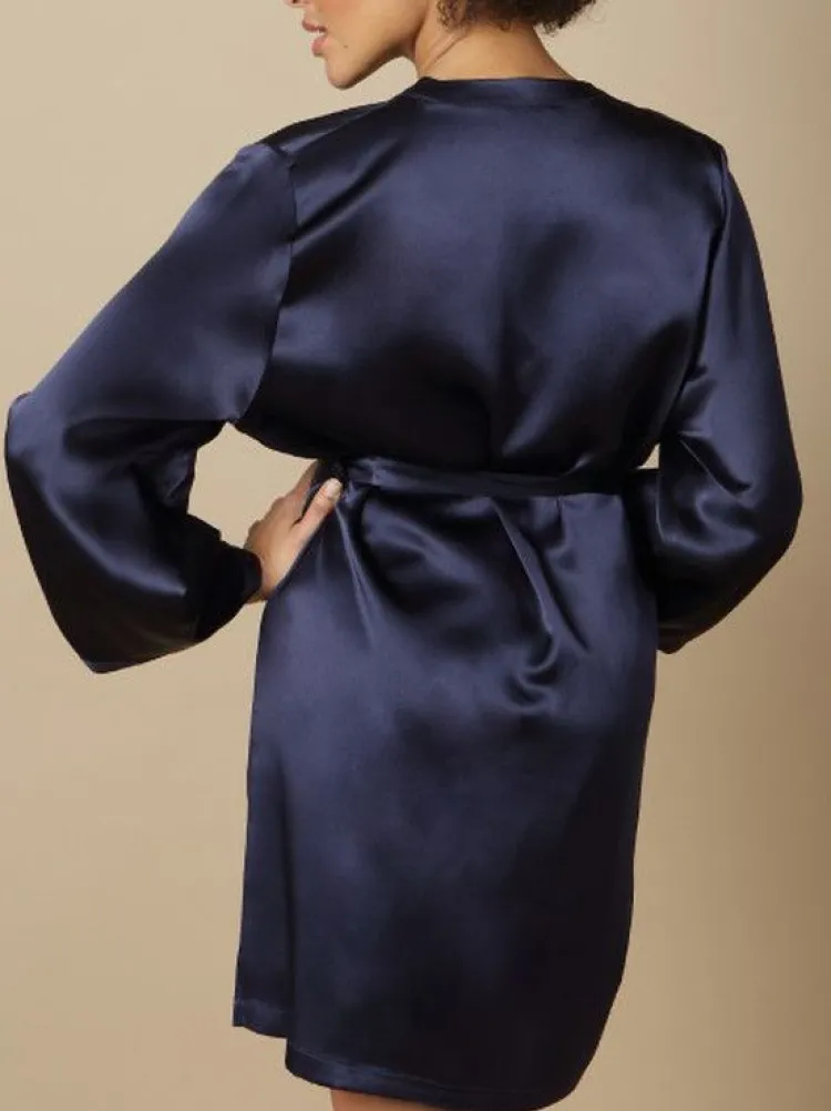 Morgenmantel Kurz|Morgenmantel Aus Satin^Marjolaine 100% Seide Morgenmantel SOIE LASER uni von