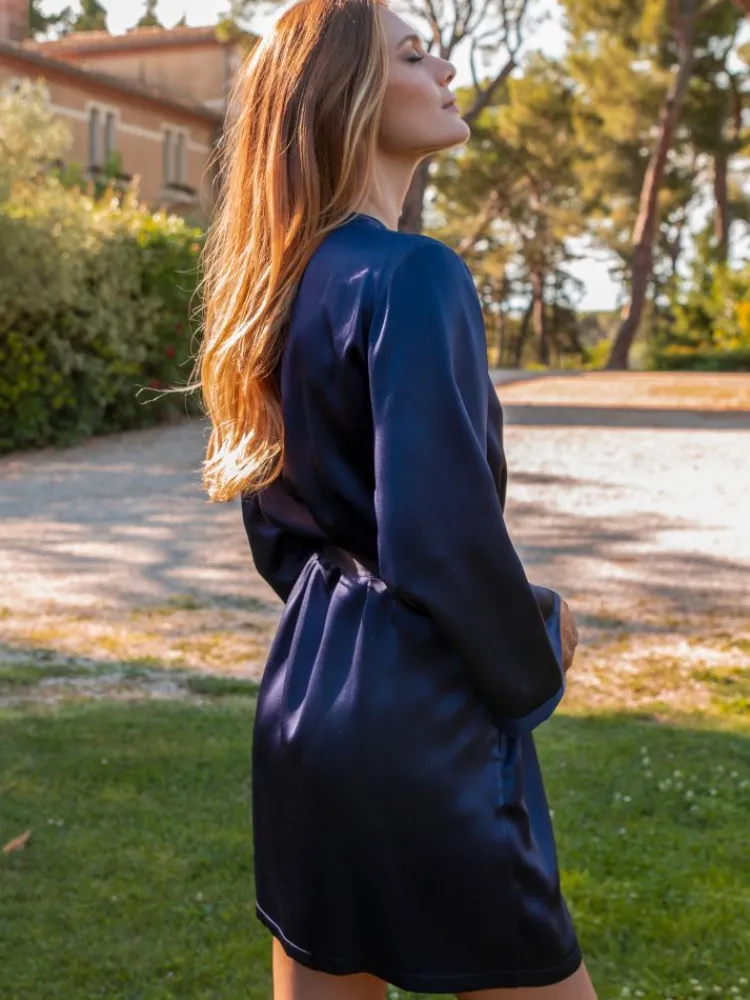 Morgenmantel Kurz|Morgenmantel Aus Satin^Marjolaine 100% Seide Morgenmantel SOIE LASER uni von