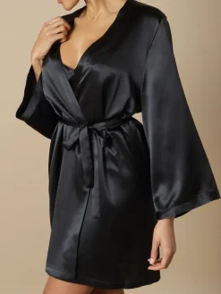 Morgenmantel Kurz|Morgenmantel Aus Satin^Marjolaine 100% Seide Morgenmantel SOIE LASER Satin von