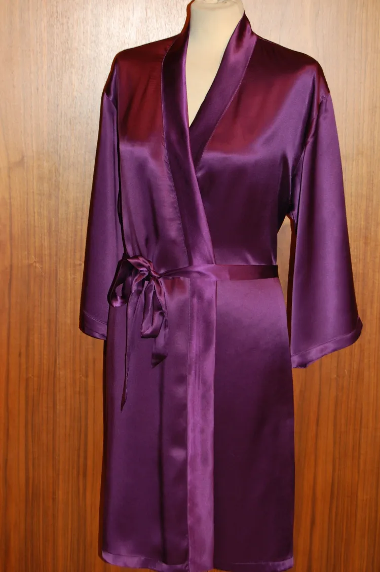 Morgenmantel Kurz|Morgenmantel Aus Satin^Gattina 100% Seide Morgenmantel ST. ELM Satin von