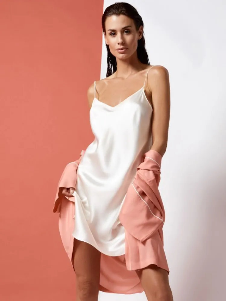 Unterkleider Mit Seide|Kurze Unterkleider^Vivis 100% Seide Nachthemd CAROLINE klassisch von