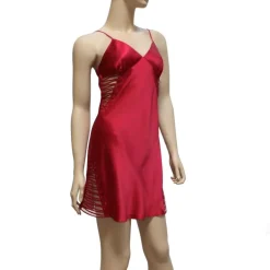 Seidennachthemd^Luna di Seta 100% Seide Nachthemd EDEN PIPING uni von rot oder ocean