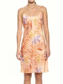 Strandkleider & Sommerkleider|Kleider^Eva B. Bitzer 100% Seide Nachthemd LEANDRA Blättermuster von apricot oder grün
