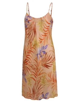 Strandkleider & Sommerkleider|Kleider^Eva B. Bitzer 100% Seide Nachthemd LEANDRA Blättermuster von apricot oder grün