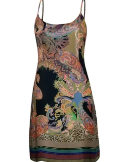 Seidennachthemd|Strandkleider & Sommerkleider^Eva B. Bitzer 100% Seide Nachthemd MILANO BLACK von schwarz bunt mit gold