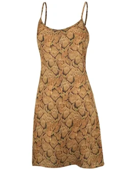 Seidennachthemd^Eva B. Bitzer 100% Seide Nachthemd SERPENTE von mittelbrauner Schlangen Print