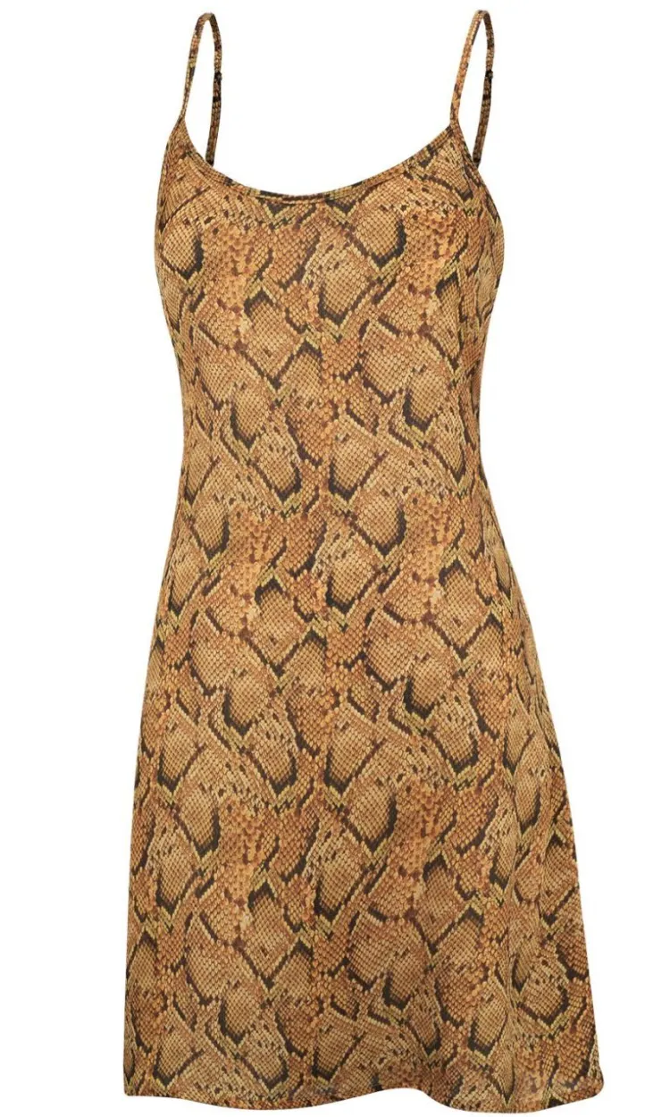 Seidennachthemd^Eva B. Bitzer 100% Seide Nachthemd SERPENTE von mittelbrauner Schlangen Print