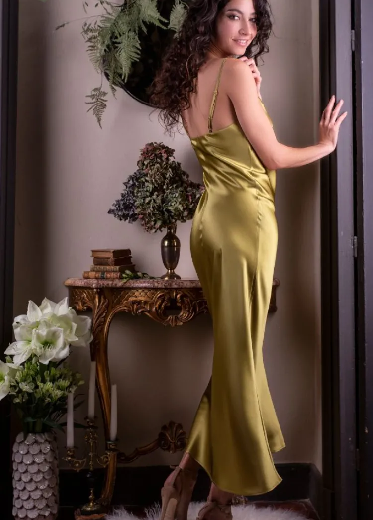 Lange Unterkleider|Seiden Basics^Marjolaine 100% Seide Nachtkleid lang SOIE ODANA uni