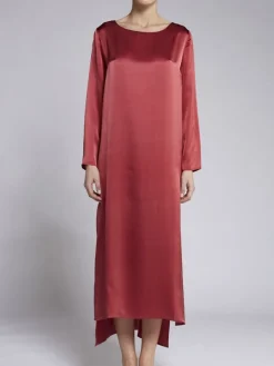 Strandkleider & Sommerkleider|Kaftane^Vivis 100% Seide Nachtkleid VIOLETTA rot von sangria-rot