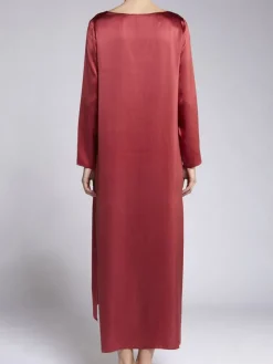 Strandkleider & Sommerkleider|Kaftane^Vivis 100% Seide Nachtkleid VIOLETTA rot von sangria-rot