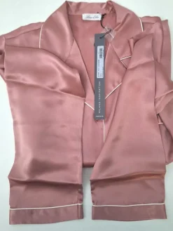 Seidenpyjama^Luna di Seta 100% Seide Schlafanzug SILK SOUL altrosé von altrosé mit weißer Biese