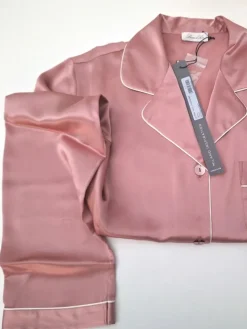 Seidenpyjama^Luna di Seta 100% Seide Schlafanzug SILK SOUL altrosé von altrosé mit weißer Biese