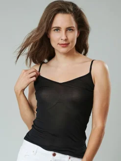 Spaghettiträger Tops|Mit Jersey & Wirkseide^Kokon Zwo 100% Seide SPAGHETTI TOP transparent von