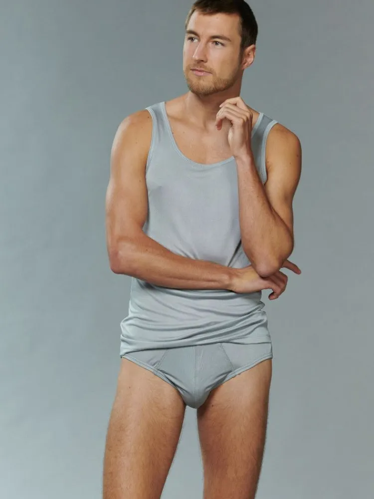 Seidenunterwäsche|Tops Mit Seide^Kokon Zwo 100% Seide Träger Unterhemd für Männer