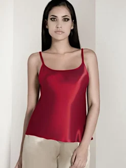 Spaghettiträger Tops|Mit Seidensatin^Luna di Seta 100% Seide Trägertop CLASSICO No. 2 exclusiv von