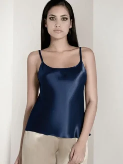 Spaghettiträger Tops|Mit Seidensatin^Luna di Seta 100% Seide Trägertop CLASSICO No. 2 exclusiv von