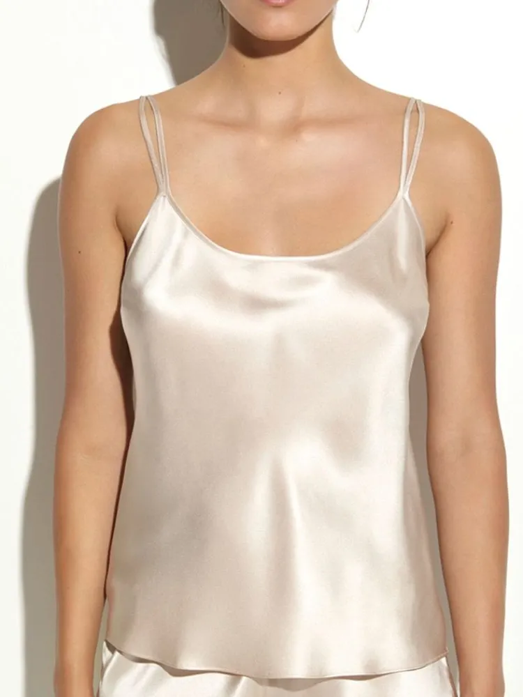 Spaghettiträger Tops|Mit Seidensatin^Luna di Seta 100% Seide Trägertop CLASSICO No. 2 von