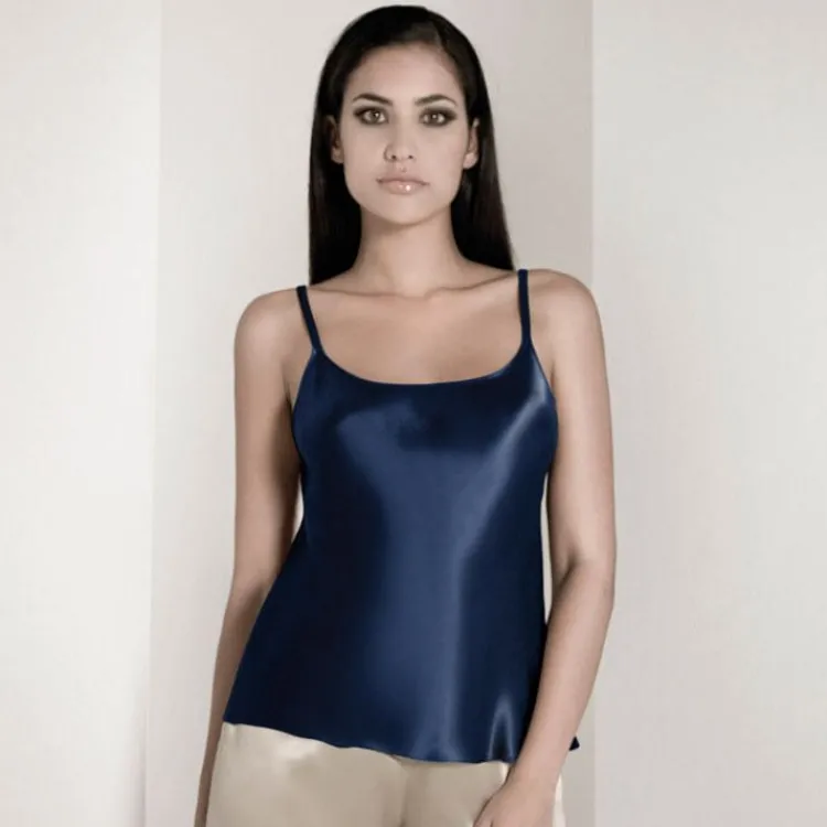 Spaghettiträger Tops|Mit Seidensatin^Luna di Seta 100% Seide Trägertop CLASSICO No. 2 von