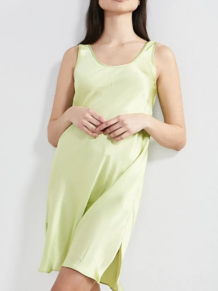 Kurze Unterkleider|Seiden Basics^Eva B. Bitzer 100% Seide Träger-Unterkleid KLASSIK SATIN von