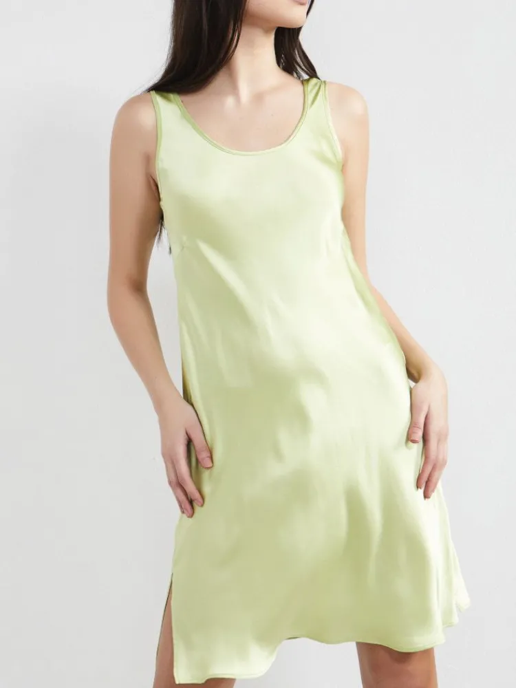 Kurze Unterkleider|Seiden Basics^Eva B. Bitzer 100% Seide Träger-Unterkleid KLASSIK SATIN von