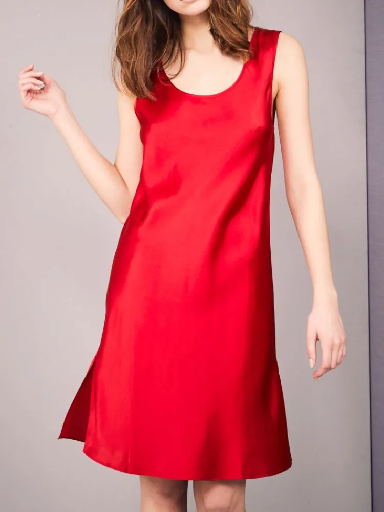 Kurze Unterkleider|Seiden Basics^Eva B. Bitzer 100% Seide Träger-Unterkleid KLASSIK SATIN von