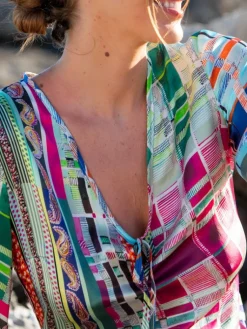 Kaftan, Tunika & Pareo|Kaftane^Eva B. Bitzer 100% Seide Tunika FUCHSIA TÜRKIS von