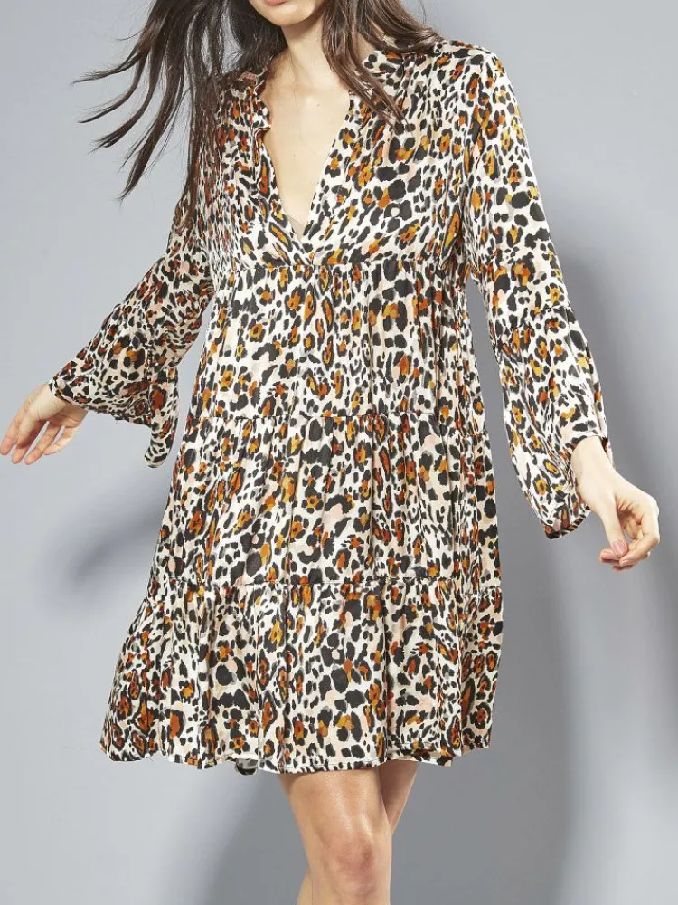 Strandkleider & Sommerkleider|Kaftan, Tunika & Pareo^Eva B. Bitzer 100% Seide Tunika Kleid LEONISSIMA von braun schwarz mit taupe und rosa auf naturweiß