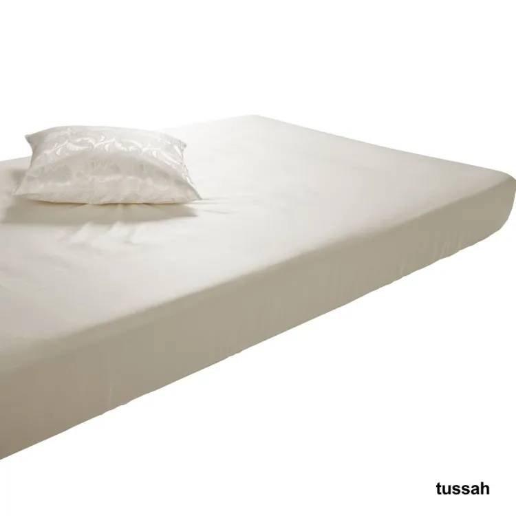 Spannbettlaken & Betttücher^Plauener Seidenweberei 100% Wildseide Bettlaken HELIOS TUSSAH Seidenweber Collection naturweiß (creme-weiß)