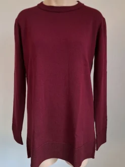 Langarm|Wollpullover^Oscalito 100% Wolle Strickpullover in von weinrot