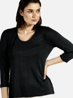 T-Shirt|Langarm^Kokon Zwo 3/4-Arm Shirt CINDA No. 2 von mit Seide und Leinen