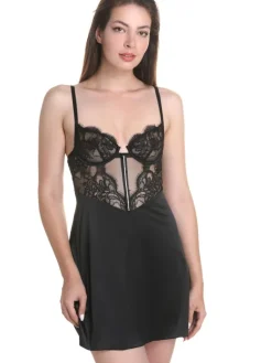 Shirt Mit Spitze^Prelude Babydoll VALSE CRYSTAL Kleid von Milano eisblau oder schwarz