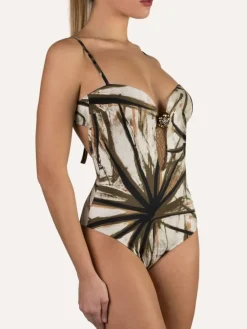 Badeanzug & Bikini^Cotton Club Badeanzug AFRIKA schwarz-creme von Mare schwarz - ecru bedruckt