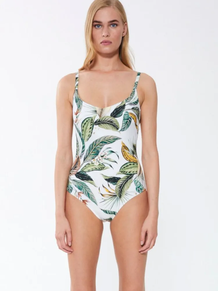 Badeanzug & Bikini^Fu00fcrstenberg Badeanzug EXOTIC LEAVES weiß grün von Fürstenberg weiß mit grünem Print