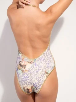 Badeanzug & Bikini^Pain de Sucre Badeanzug MOON 63 gemustert mit Glitzer von creme-lila