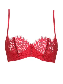 Alle Bhs^Prelude Balconette BH BLACK SWAN mit Spitze und Steinchen von Milano rot und schwarz