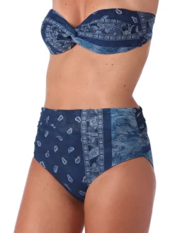 Badeanzug & Bikini^Ritratti Bandeau-Bikini IBIZA in blau von Mare blau mit floralen Mustern