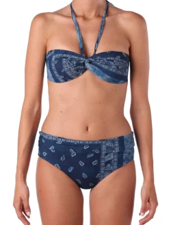 Badeanzug & Bikini^Ritratti Bandeau-Bikini IBIZA in blau von Mare blau mit floralen Mustern