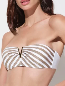 Badeanzug & Bikini^Ritratti Bandeau-Bikini TAORMINA weiß-gold von Mare weiß mit gold