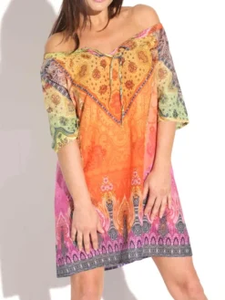 Strandkleider & Sommerkleider|Kaftan, Tunika & Pareo^Gattina Baumwolle Batist TUNIKA MARAKESCH orange-lila von