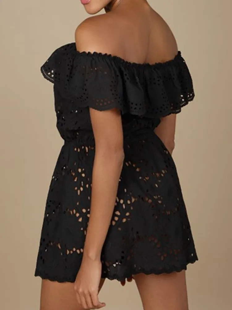 Strandkleider & Sommerkleider|Freizeit- & Reisekleidung^Marjolaine Baumwolle Lochspitze Sommerkleid GLADYS von schwarz